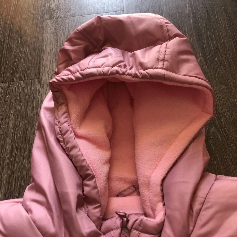 London Fog Girls Puffer Jacket Hooded Coat L 14/16 Mauve Pink Warm Winter - Picture 4 of 9
